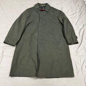Middishade Wethr-Chek Trench Coat Mens Medium Olive Green Plaid Lined VTG